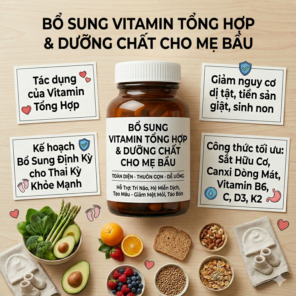 Tầm quan trọng của việc bổ sung Vitamin tổng hợp trong 3 tháng đầu thai kỳ 