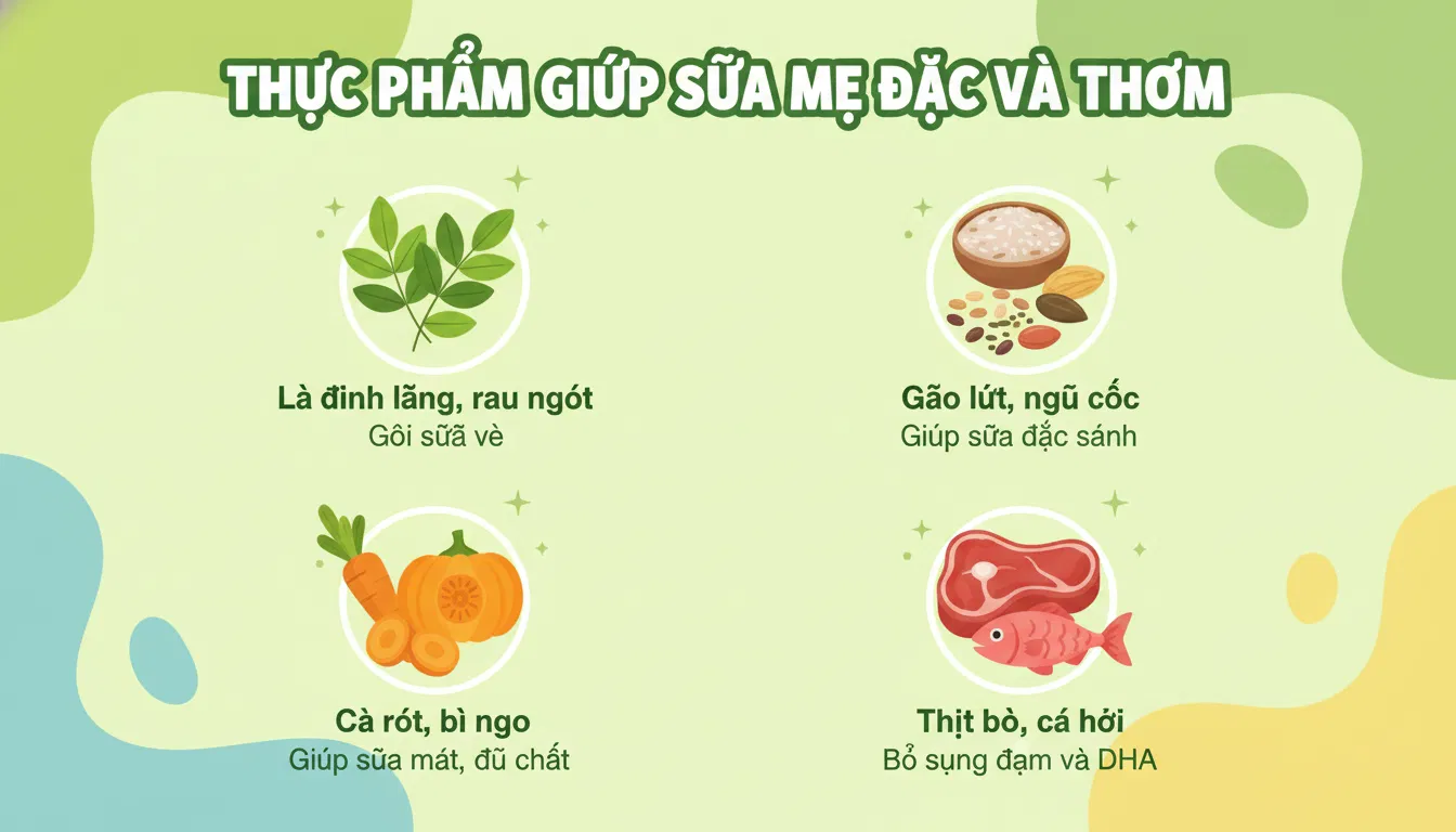 Thực phẩm giúp sữa mẹ đặc và thơm