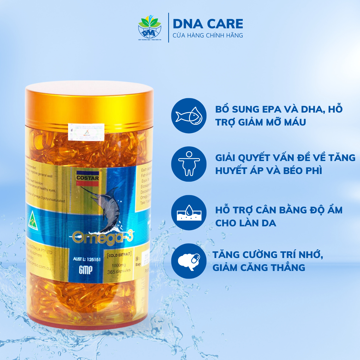 Viên uống dầu cá Omega 3 Costar hộp 365 viên