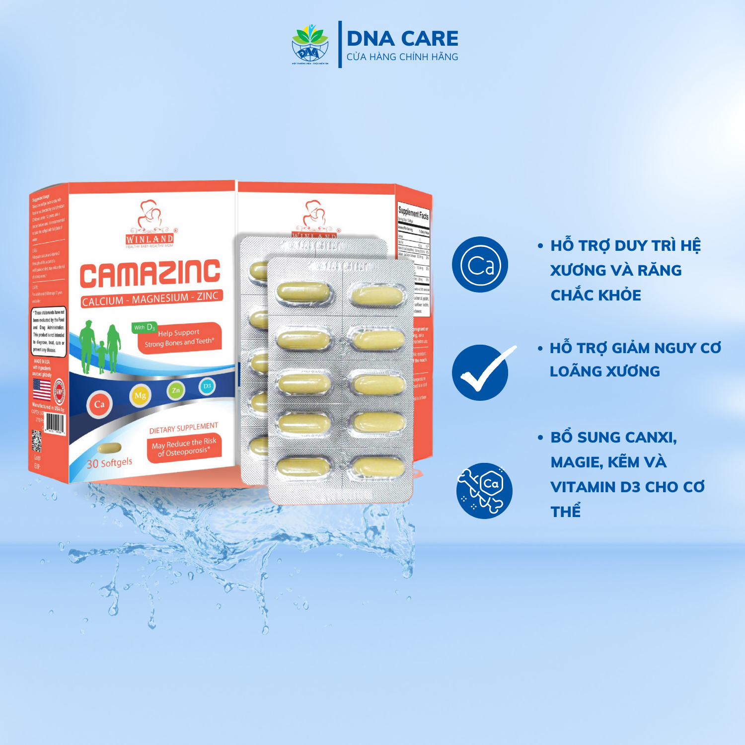 CAMAZINC – Bổ sung Canxi, Magie, Kẽm & Vitamin D3 | Hỗ trợ xương răng chắc khỏe