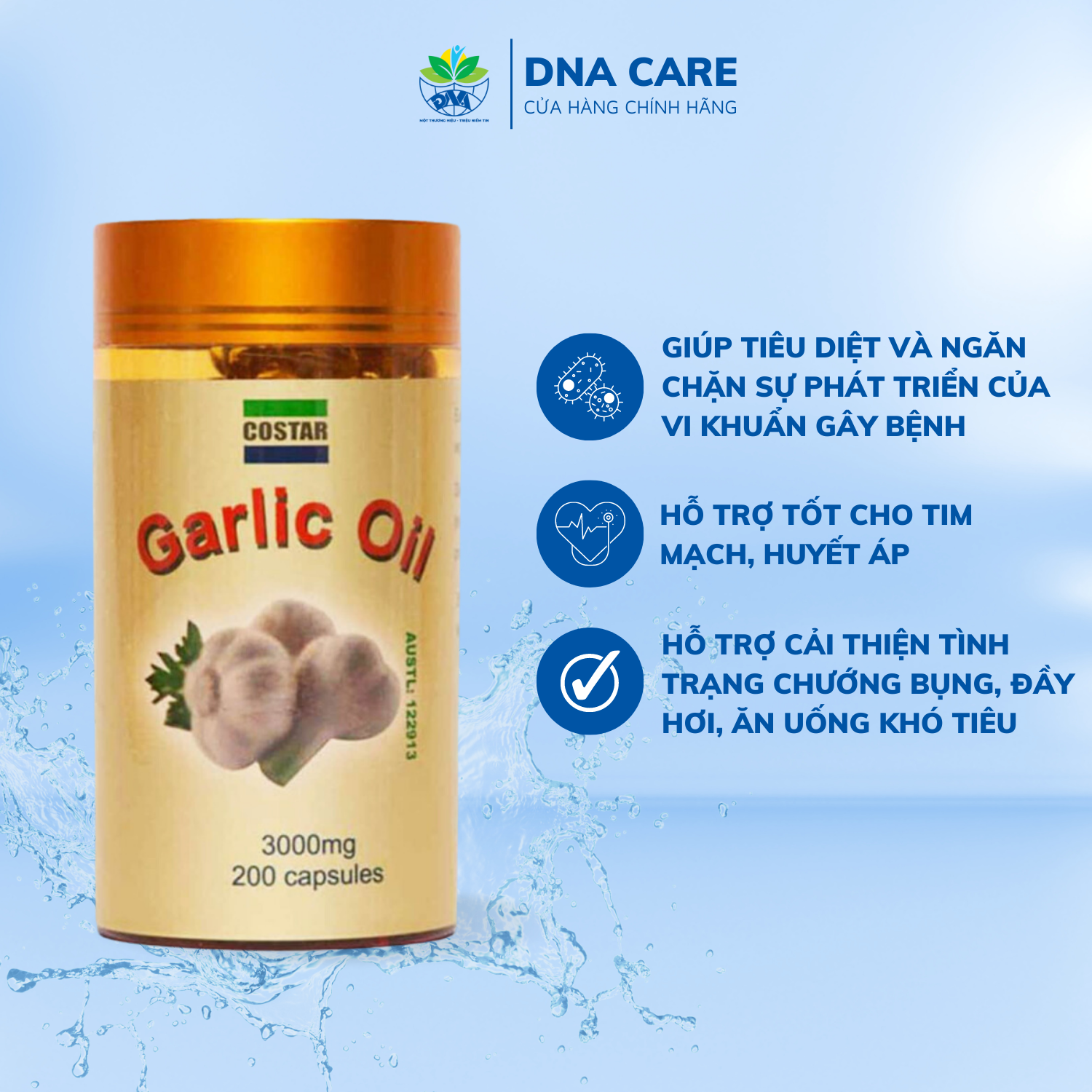 Viên uống bổ phổi tinh dầu tỏi Garlic Oil Costar hộp 200 viên