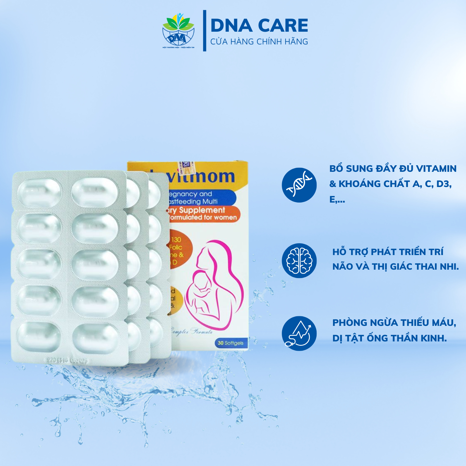 Viên Uống Bổ Bầu Elevitmom – Bổ Sung Vitamin, Khoáng Chất, DHA & EPA Cho Mẹ Bầu (Vỉ)